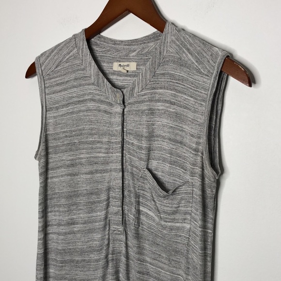 Madewell Button Henley Pocket Tank Gray Size XS - Picture 3 of 7